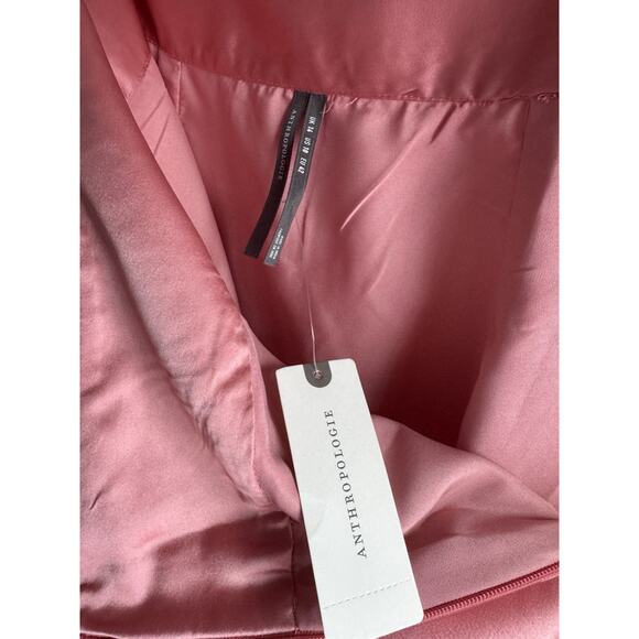 By Anthropologie Silky Satin Tiered Midi Skirt Pink/Rose women's size 10 NWT - Picture 4 of 7